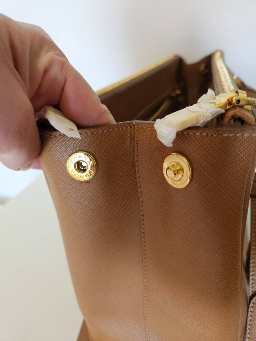 New Prada Brown Saffiano Lux Leather  Double Zip Tote - Picture 10 of 15